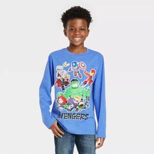 Boys' Marvel Avengers Long Sleeve Graphic T-Shirt Blue